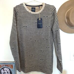 Lindbergh Striped distressed sweater NWT